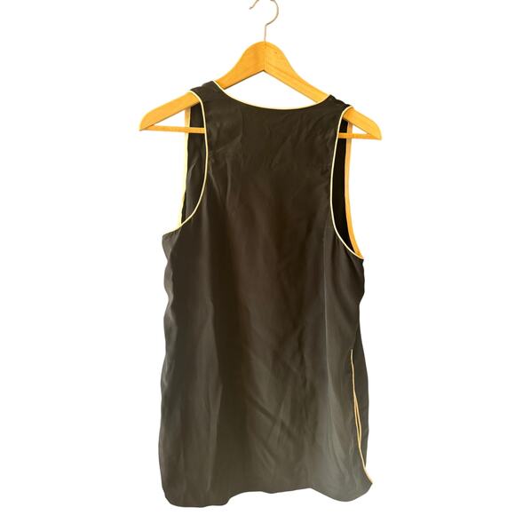 EDUN | 100% Silk Black Tank w/ White Trim | Size Large - Picture 3 of 7